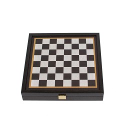 Σετ σκάκι με μεταλλικά πιόνια και μπρούτζινη σκακιέρα