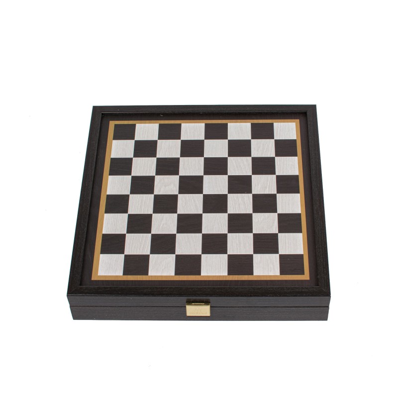 Σετ σκάκι με μεταλλικά πιόνια και μπρούτζινη σκακιέρα