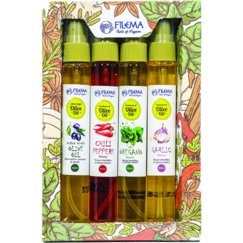 Σετ Μπαχαρικών & Olive Oil Spray | Oregano, Garlic & Chilli Peppers