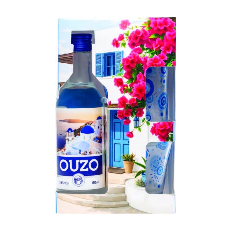 Mini Gift Set με Ούζο & 2 Ποτηράκια Σφηνάκια | Ελληνικό Δώρο